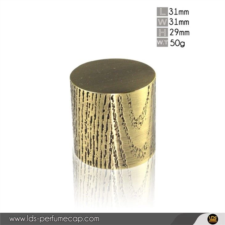 Gold Zamak Perfume Cap With Wooden Pattern